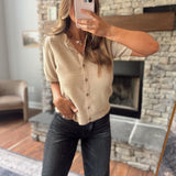 Taupe Celia Puff Sleeve Cardi