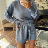 Allie Slate Sweat Shorts with Drawstring Waistband