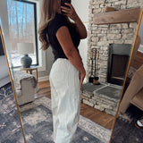 White Nome Pinstriped Barrel Pants