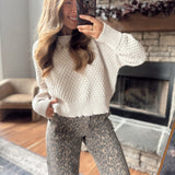 All Natural Textured Raw Edge Detail Sweater