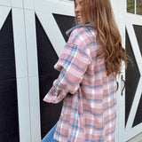 Eliza Blush/ Sky Plaid Shacket