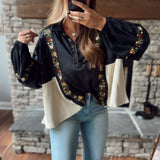 Forgotten Flowers Black/ Natural Contrast Pullover