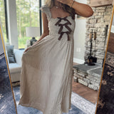 Khaki Plaid Bow Detail Midi