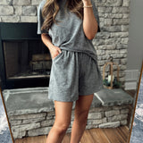 Stella Charcoal 2 Piece Short Sleeve & Short Lounge Set
