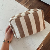 Brown/Beige Striped Terry Cloth Travel Pouch