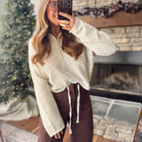 Cream Mini Stripe Piper Knit Cardigan
