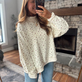 Cream Casey Floral Mock Neck Sweatshirt