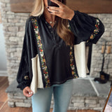 Forgotten Flowers Black/ Natural Contrast Pullover