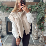Taupe Oversized Sherpa Vest