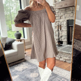 Choco Plaid Pattern Play Puff Sleeve Mini