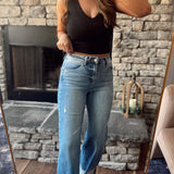 Risen Medium HR Ankle Wide Cuffed Jeans