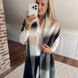 Gray Mint Gingham Scarf