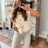Cream Teddie Oversized Sleeveless Knit Sweater Vest