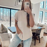 Desirae Tan Cap Sleeve Sweater