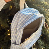 Blue Coquette Bow Embroidered Gingham Backpack