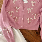 In A Barbie World Pink Pearl Embellished Cropped Cardi