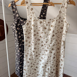 Oatmeal Floral Seamed Denim Mini Dress