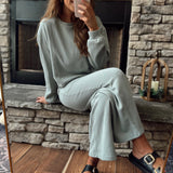 The Cozy Cloud Knit Top & Wide Leg Lounge Set