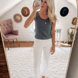 Perfect Storm Dark Denim Cropped Soft Ribbed Tank