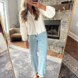 Risen Light Leaf Embroidered Barrel Jeans
