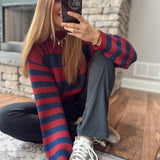The Elite Stripe Mock Neck Sweater