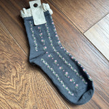 Charcoal Floral Crochet Trim Socks