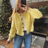 Lemon Brushed Button Up Cardigan