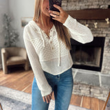 Off White Airy Knit Hoodie