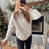 Cream Mocha Goldie Scuba Mock Neck Pullover