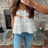 Sol Off White Tiered Button Down Tank