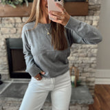 Gray Staple Round Neck Sweater