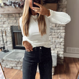 Alice Cream Ribbed Ruffle Knit Top