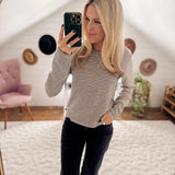 Ecru Striped Long Sleeve Top IN STORE