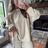 Beige Cloudfleece Oversized Top