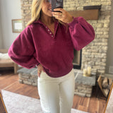 Burgundy Montauk Snap Button Pullover