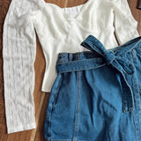 Feeling Flirty White Lace Contrast Long Sleeve Bodysuit