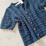 Karter M.Navy Crochet Button Up Sweater Top