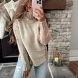 Brynn Mauve/Olive Brushed Yarn Turtle Neck Pullover