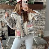 Liberty Cream/Camo Patch Work Button Down