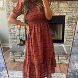 Red Plaid Perfection Midi Dress