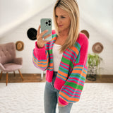 Electric Show Stopper Mixed Neon Chunky Knit Cardi
