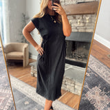 Black Side Ties Midi Dress