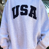 Pearl Gray Polka Dot USA Mock Neck