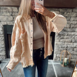 Pink Beige Worktop Button Down Denim Shacket