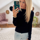 Black Lucy Mock Neck Sweater Shirt IN STORE