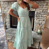 Sage Sweetheart Stitch Detail Maxi