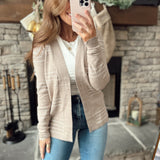 Asher Oatmeal Stitch Striped Cardi