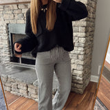 Mica Black & Tan Stripe Super HR Straight Jeans