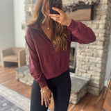 Dark Cherry Softy Half Zip Sweatshirt