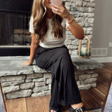 Frequent Flyer Black Modal Wide Leg Flowy Pant